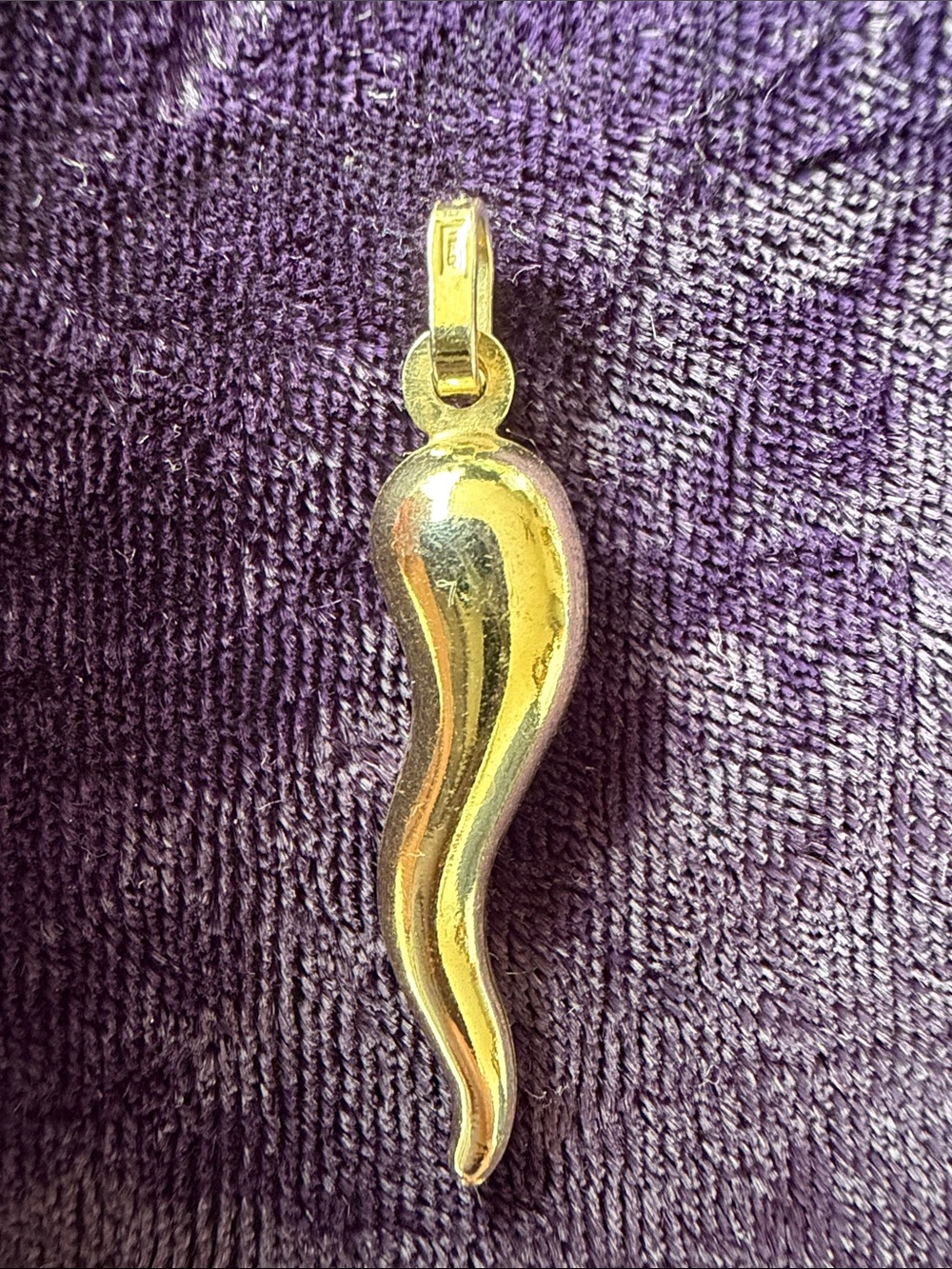 Vintage 10K gold vermeil Italian Cornichello pendant, large